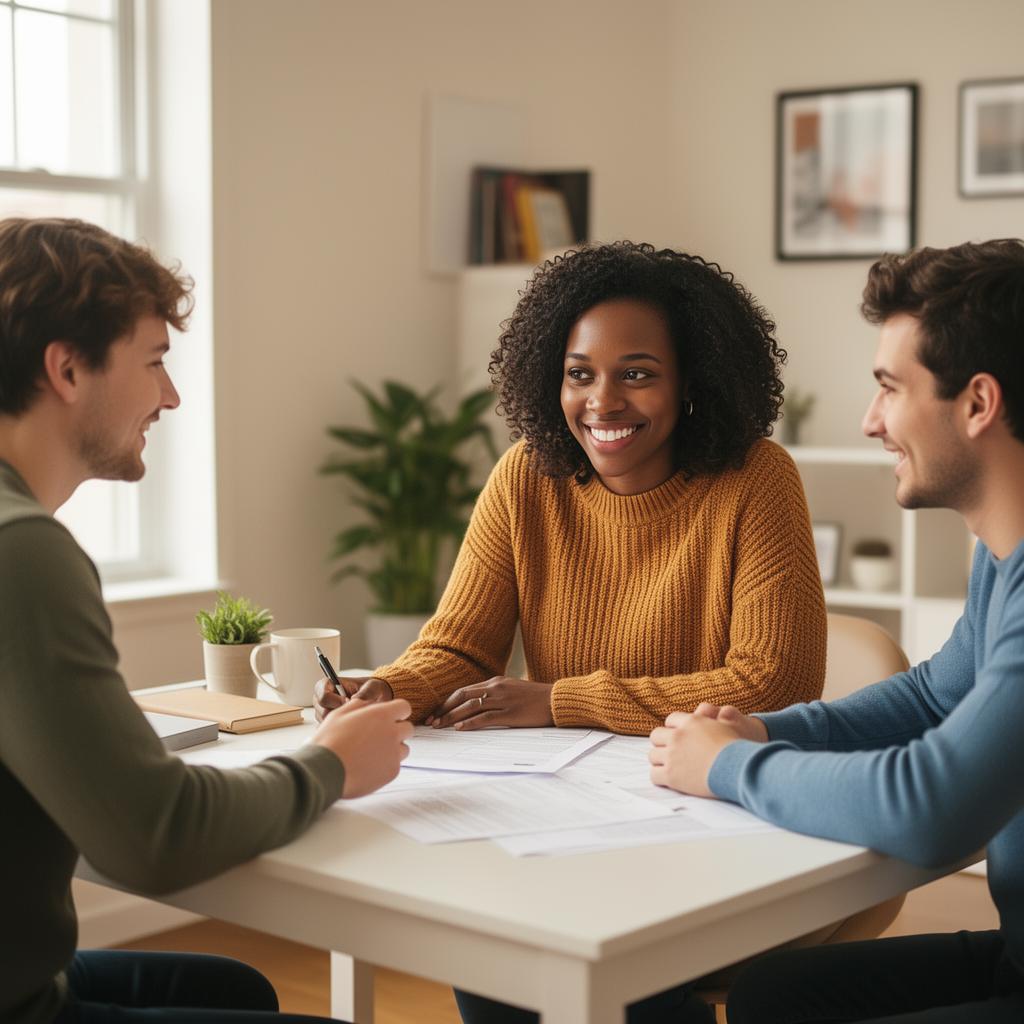 A Dispute Lion partner helping a young couple understand and organize their credit