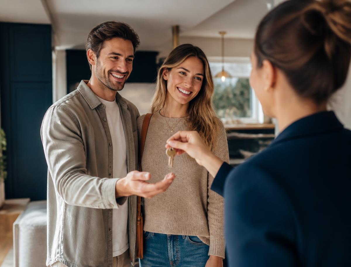 A couple celebrating a milestone after improving their financial standing